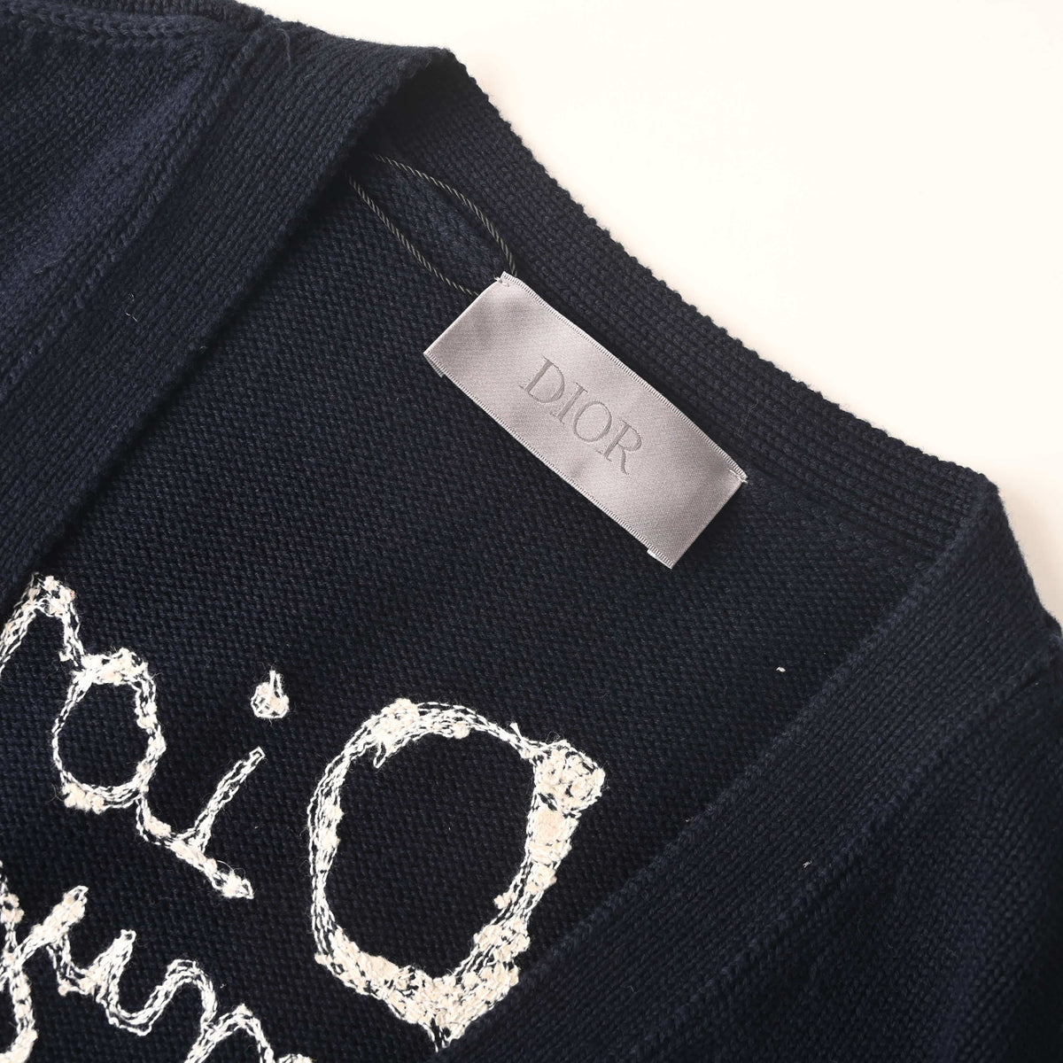 Christian Dior Jacquard Lettering Cardigan, Patterned Knitwear for Everyday Layered Looks