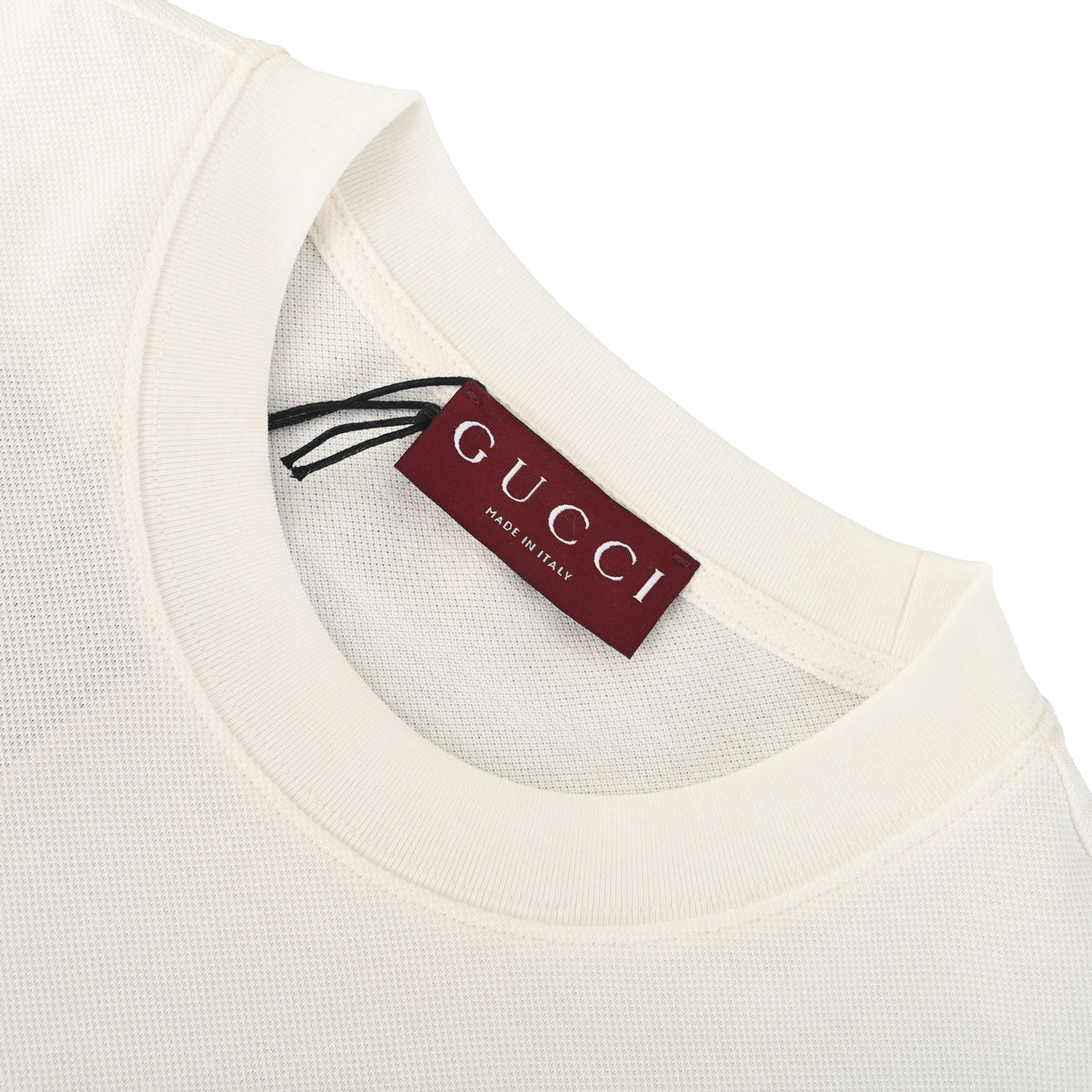 Gucci White Cotton Piqué Horsebit Embroidered Pocket T-Shirt