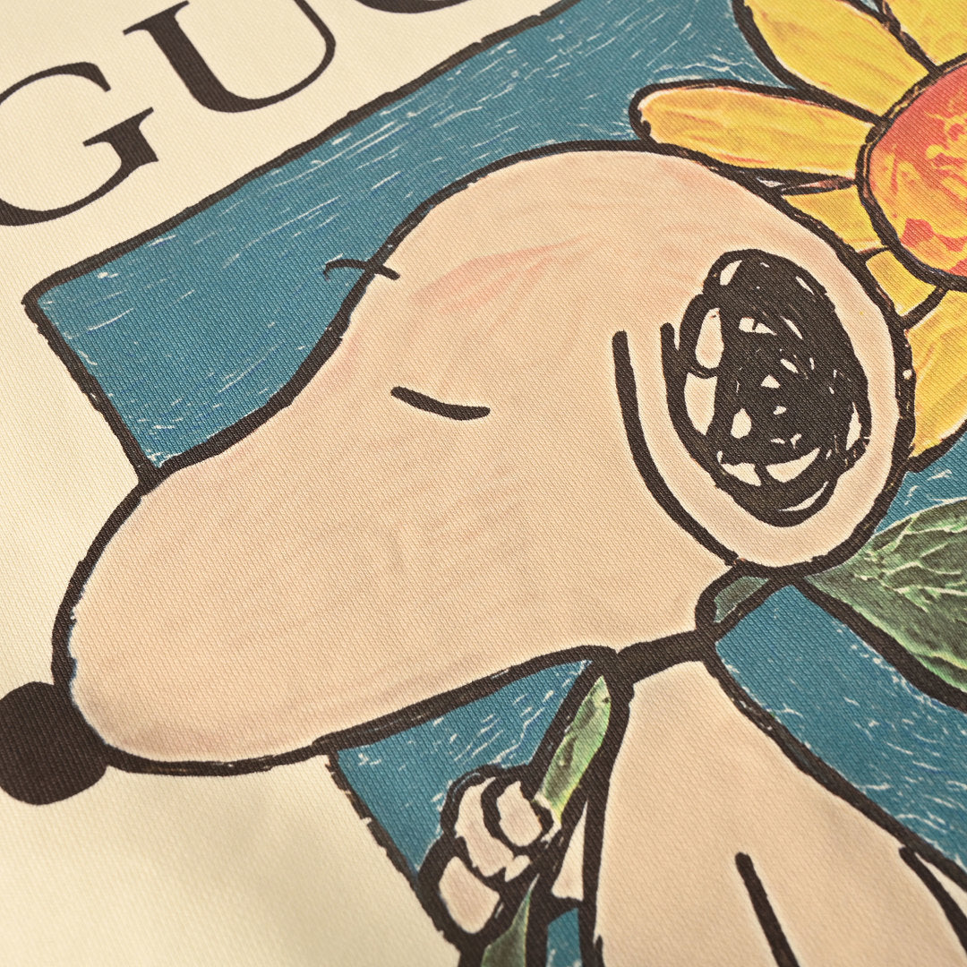 GUCCI Cream Snoopy and Sunflower Cotton Sweatshirt