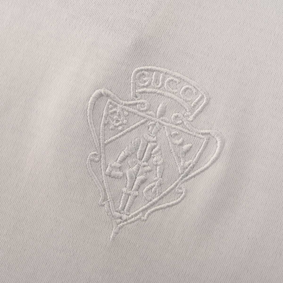 Gucci White Tonal Crest Embroidered Crewneck T-Shirt