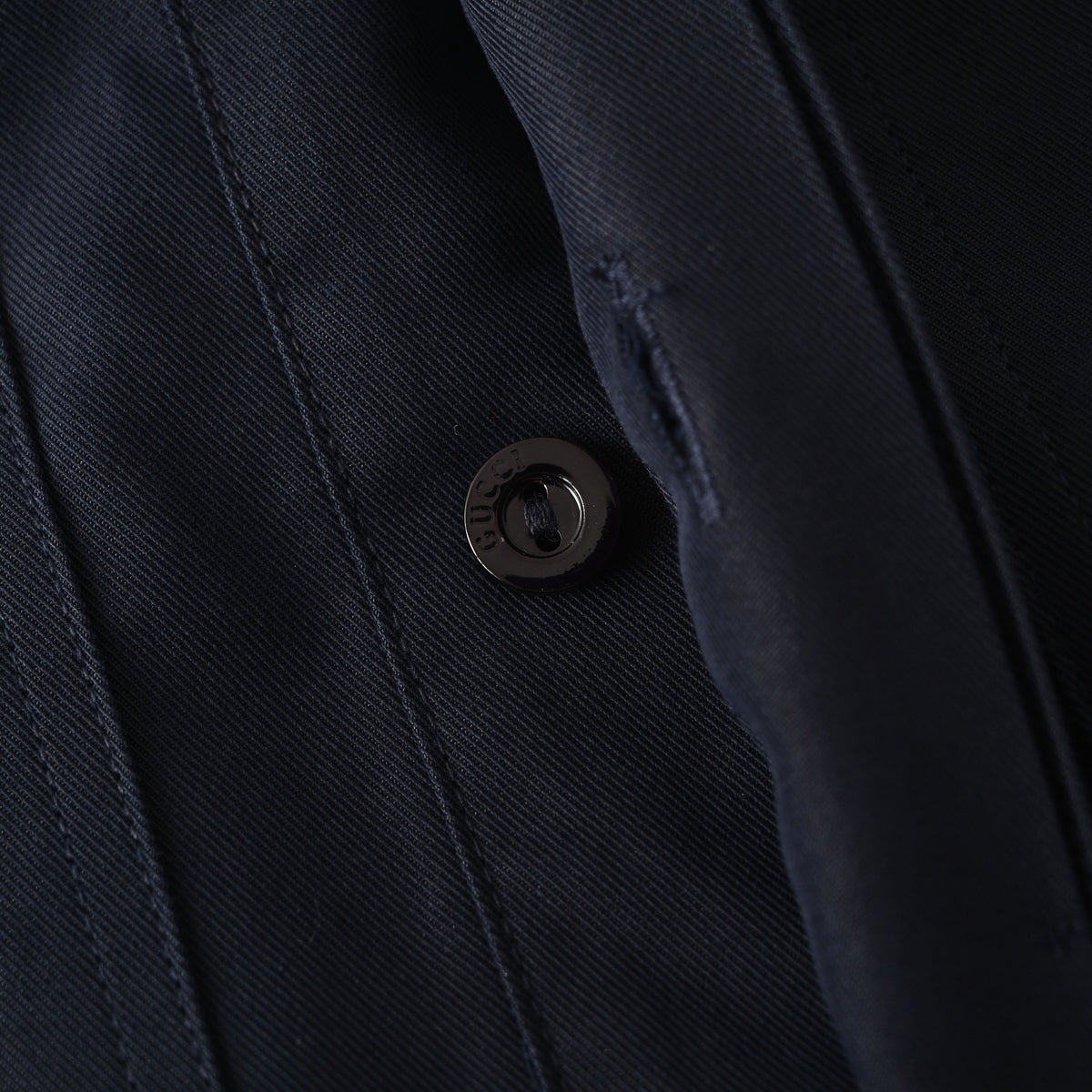 Gucci Navy Firenze 1921 Logo Print Chest Pocket Long-Sleeve Shirt