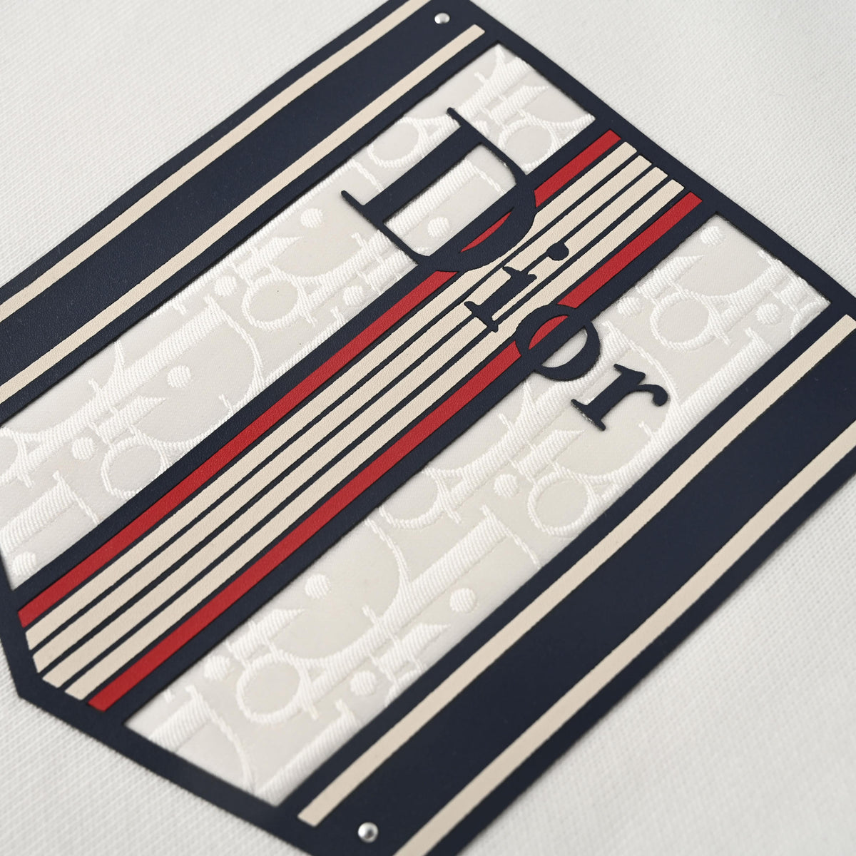 Christian Dior Monogram Stripe Crew Neck Sweatshirt with Faux Pocket Detail