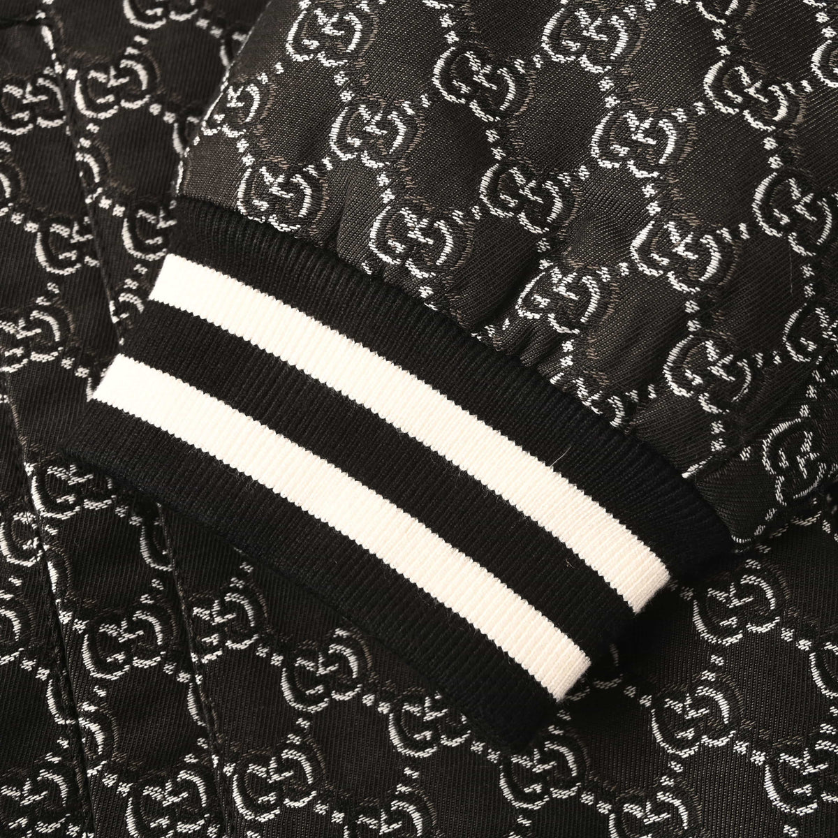 Gucci Monogram Jacquard Varsity Jacket with Embroidered Back Emblem