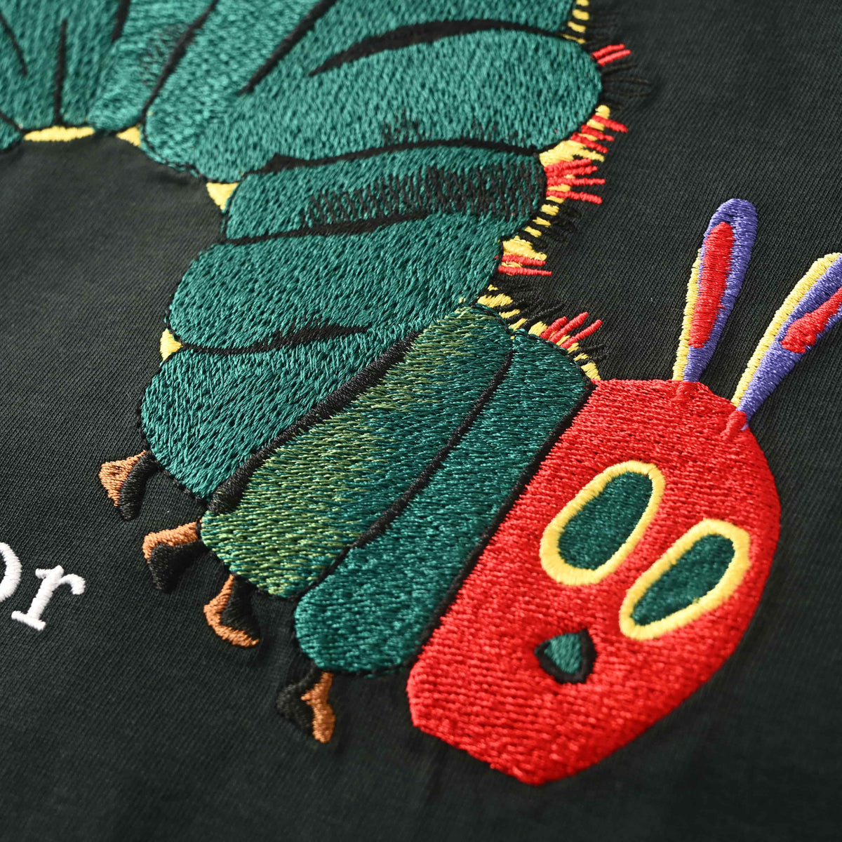 Christian Dior Woodland Caterpillar Embroidered T-Shirt, Deep Green Raised Detail Short Sleeve Tee