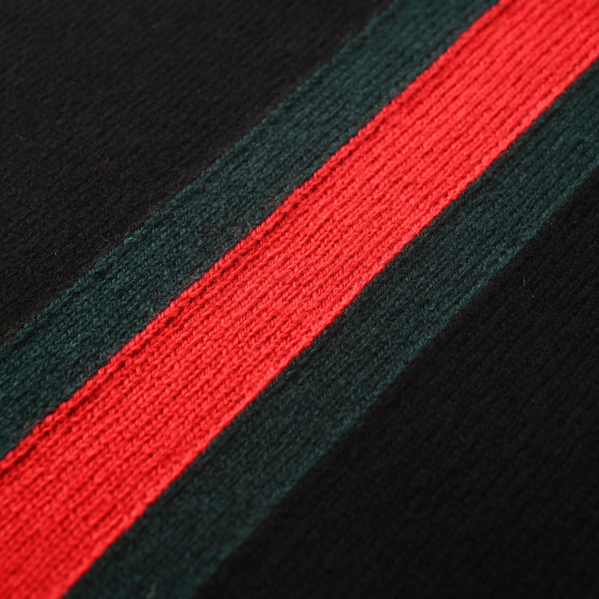 Gucci Black Red and Green Stripe Slim-Fit Wool Sweater