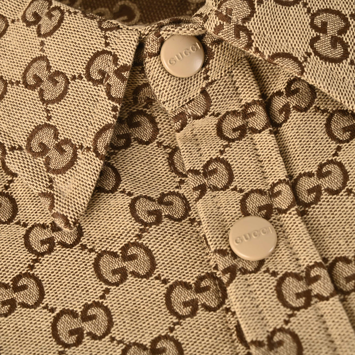 Gucci Multicolor GG Jacquard Cotton Canvas Shirt Jacket