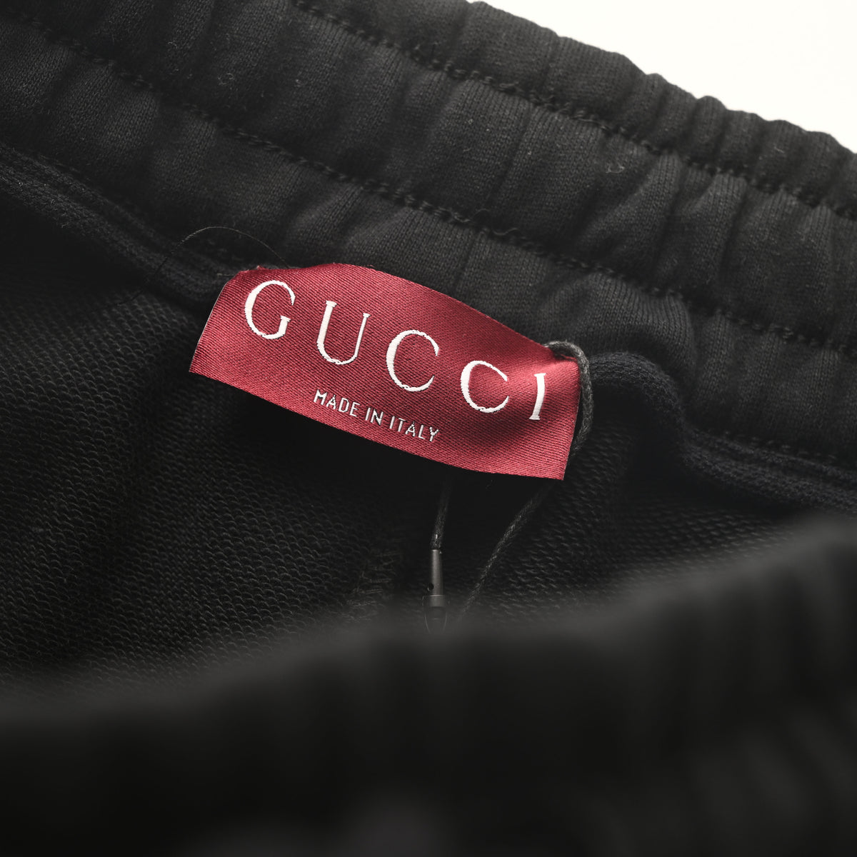Gucci Black Embroidered Logo Patch Drawstring Shorts