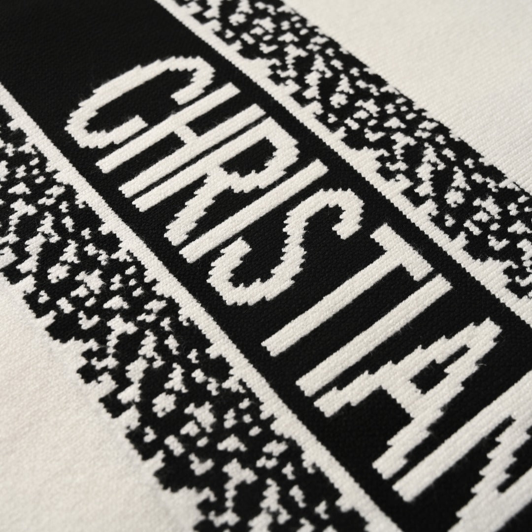 Christian Dior Chest Lettering Jacquard Crewneck Sweater, Knit Pullover for Smart Casual Layering