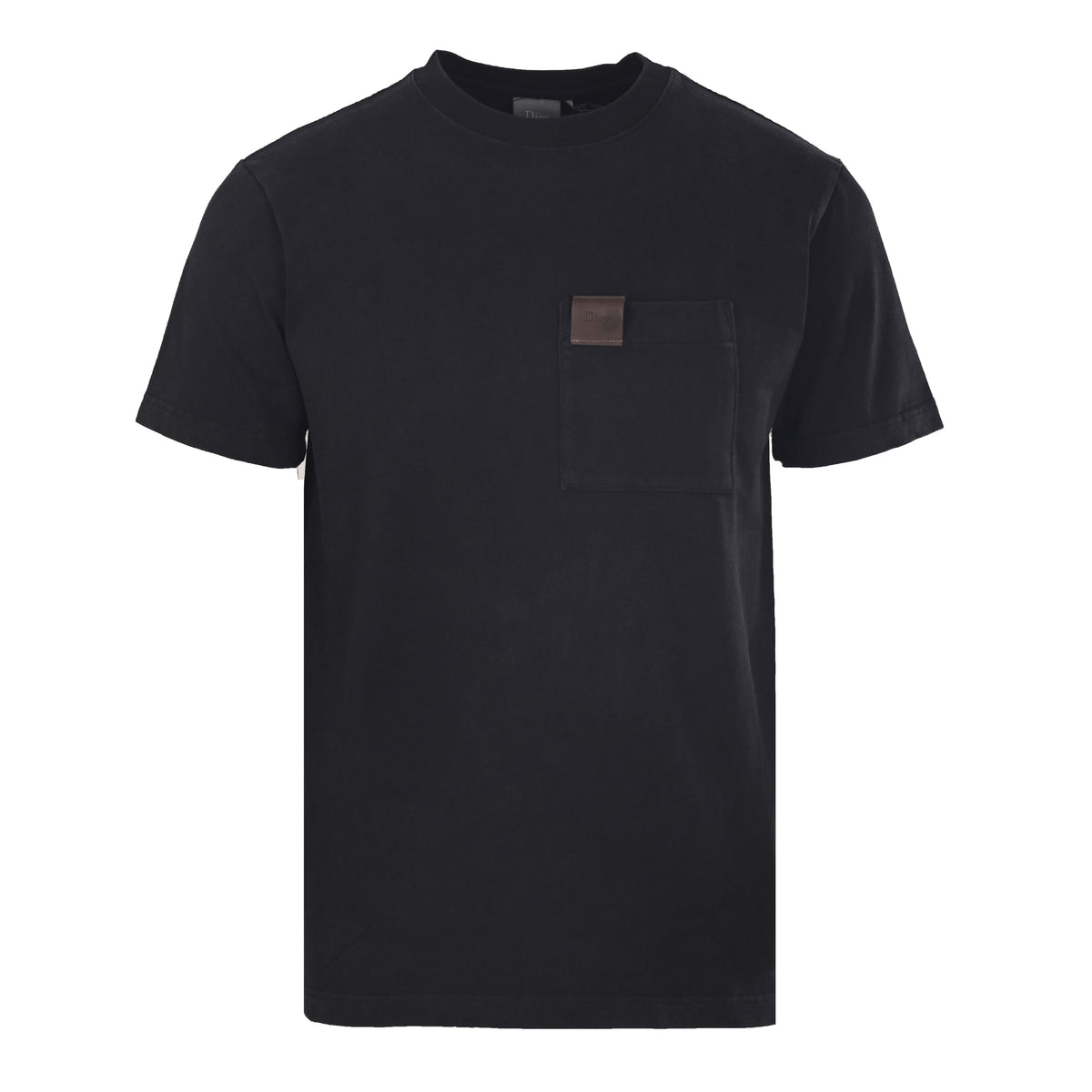 Christian Dior Short-Sleeve Pocket T-Shirt with Leather Chest Detailing for Understated Everyday Styling