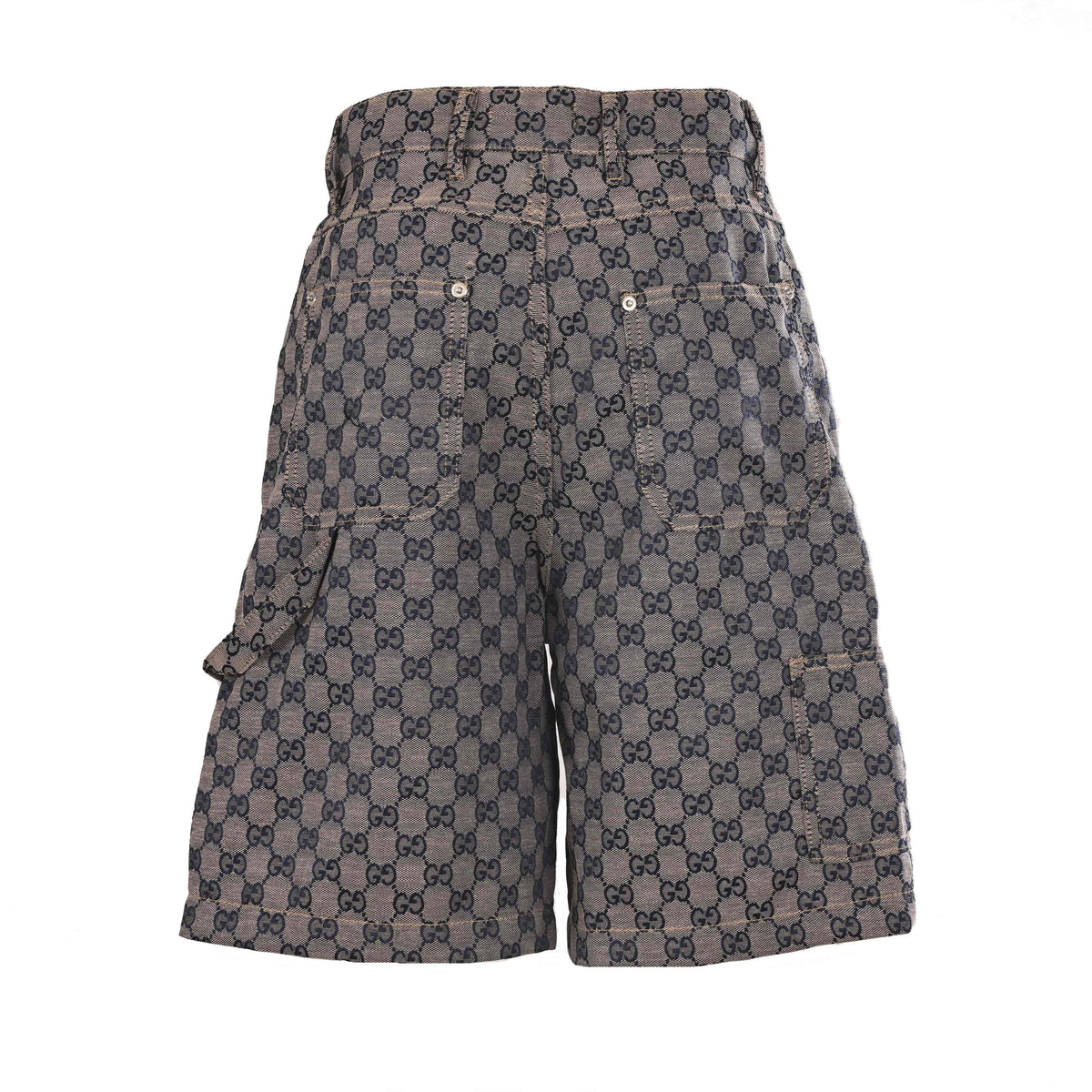 Gucci Grey GG Jacquard Relaxed-Fit Carpenter Denim Shorts