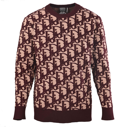 Christian Dior All-Over Jacquard Knit Sweater, Cotton Wool Blend Patterned Knitwear for Casual Styling