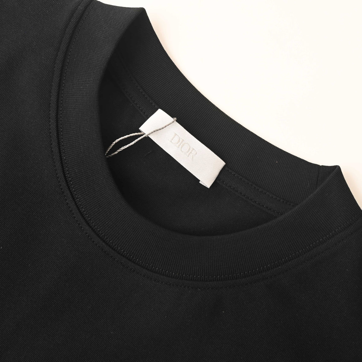 Christian Dior Large Script Slogan T-Shirt, Chain-Stitch Embroidery Short Sleeve Streetwear Tee