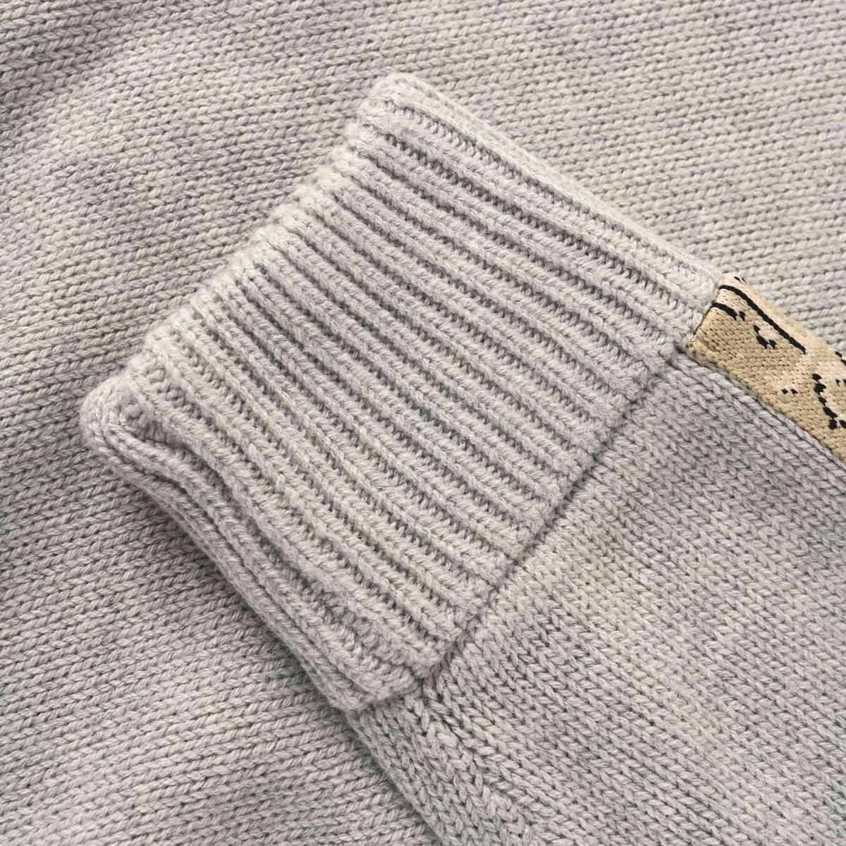 Christian Dior Patterned Knit Pullover with Woven Tape Detail and Classic Crewneck