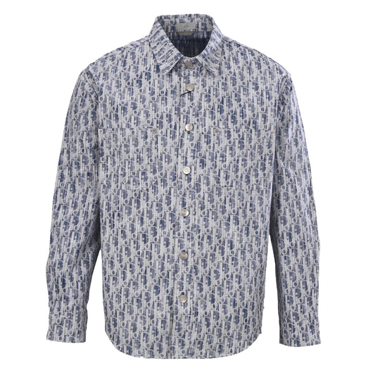 Christian Dior All-Over Monogram Denim Shirt Jacket, Statement Jean Overshirt for Casual Streetwear