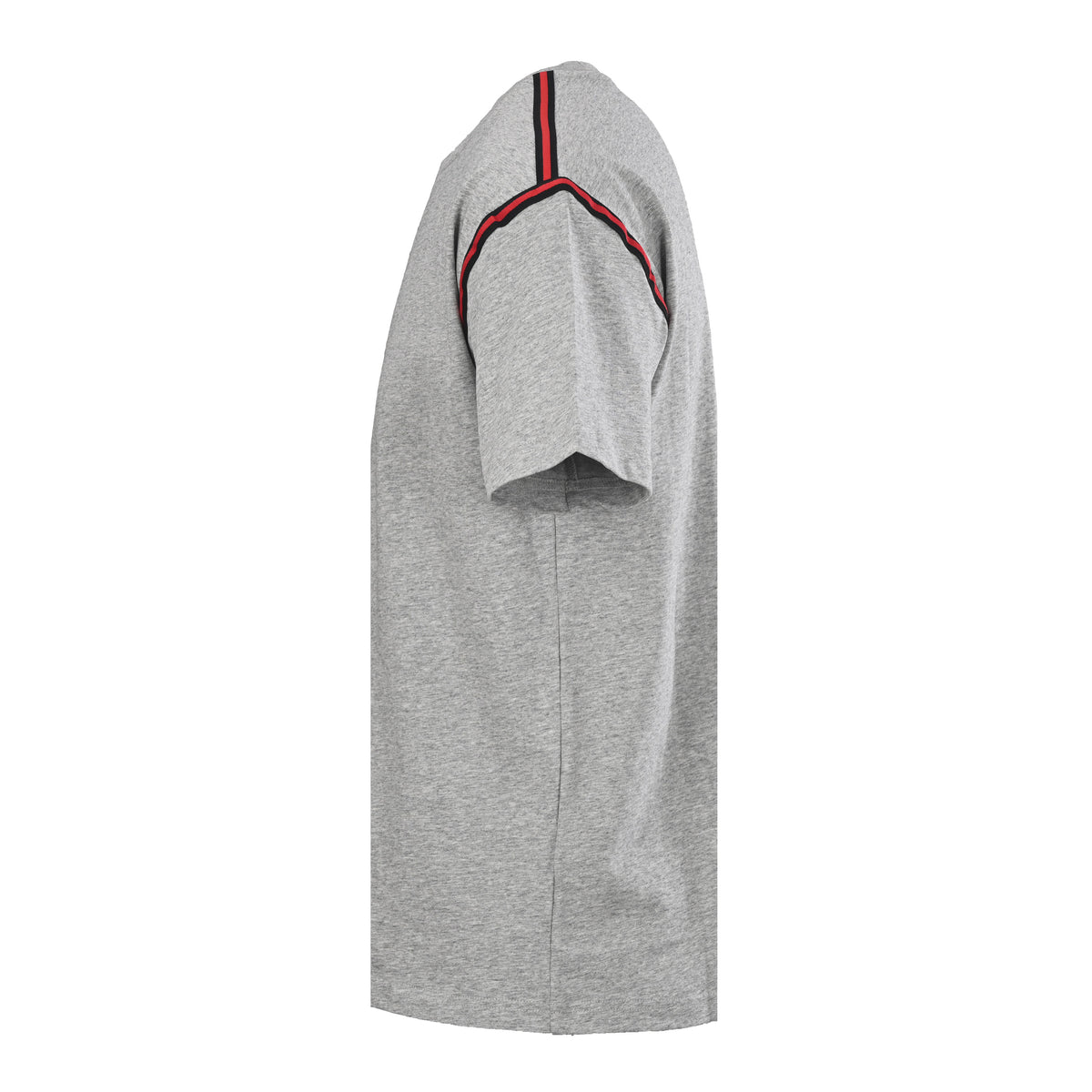 Gucci Heather Grey Striped Shoulder Tape Cotton Crewneck T-Shirt