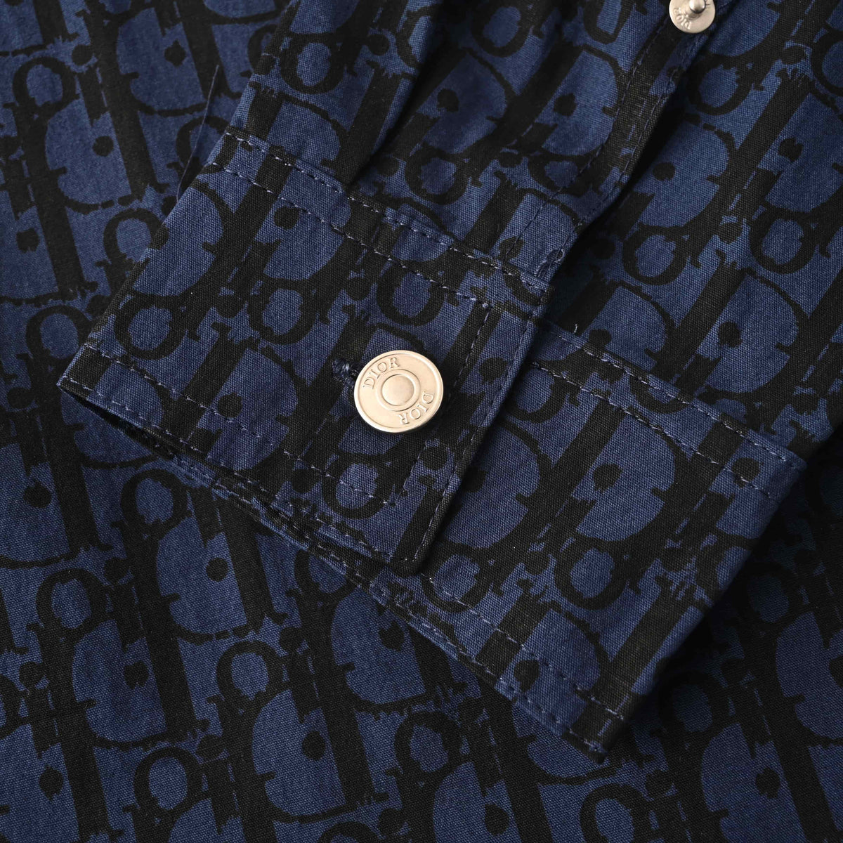 Christian Dior Monogram Denim Overshirt, All-Over Pattern Jean Shirt Jacket for Layered Casual Looks