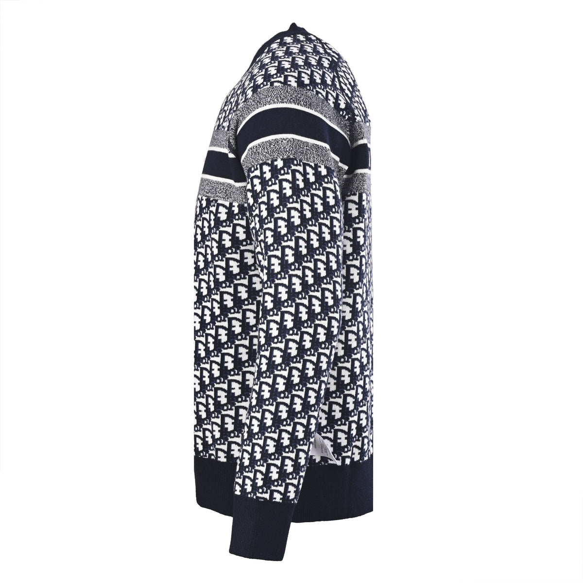 Christian Dior Reversible Monogram Jacquard Sweater, Crewneck Knitwear for Two-Way Styling