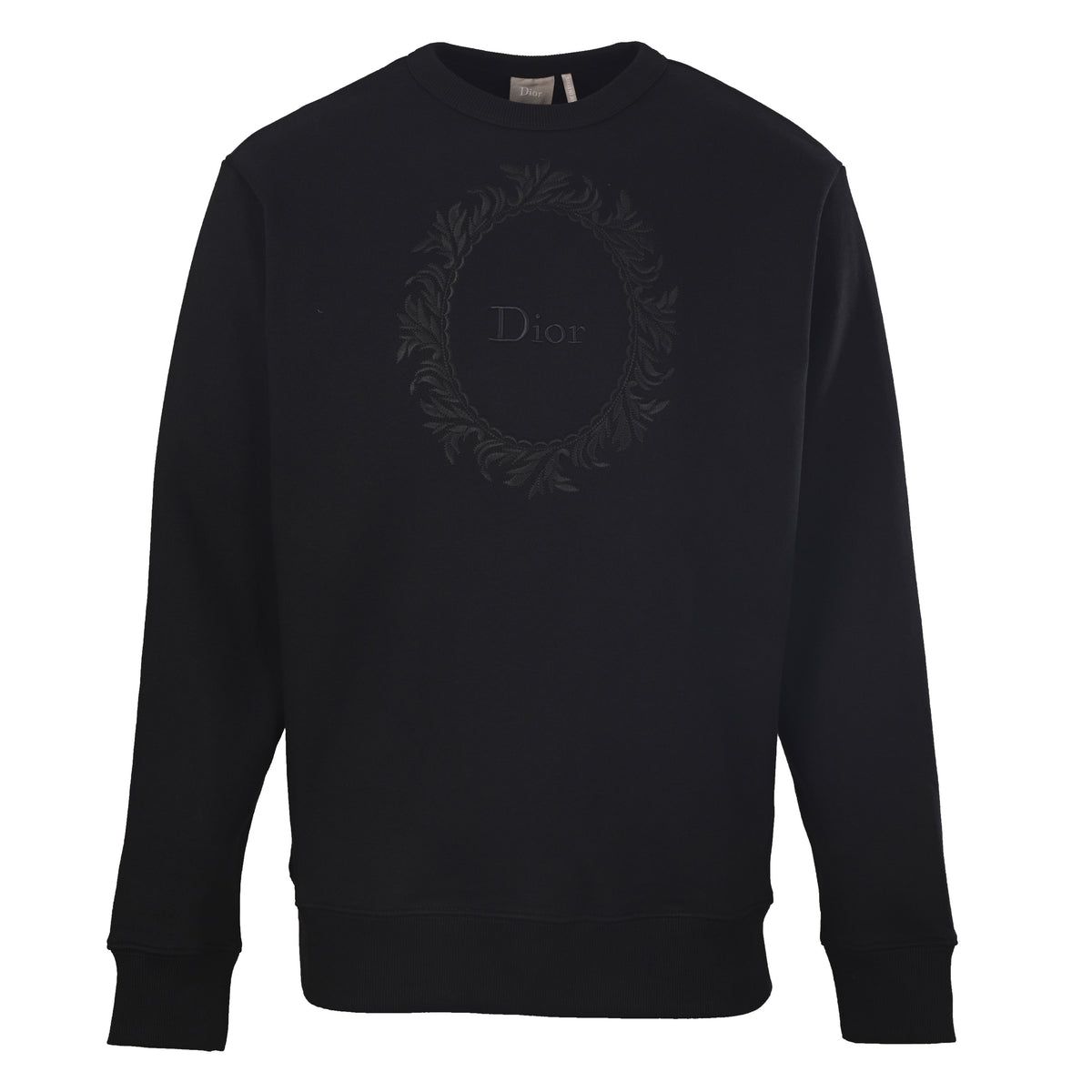 Christian Dior Medaillon Embroidered Round Logo Crewneck Sweatshirt, Casual Streetwear Pullover