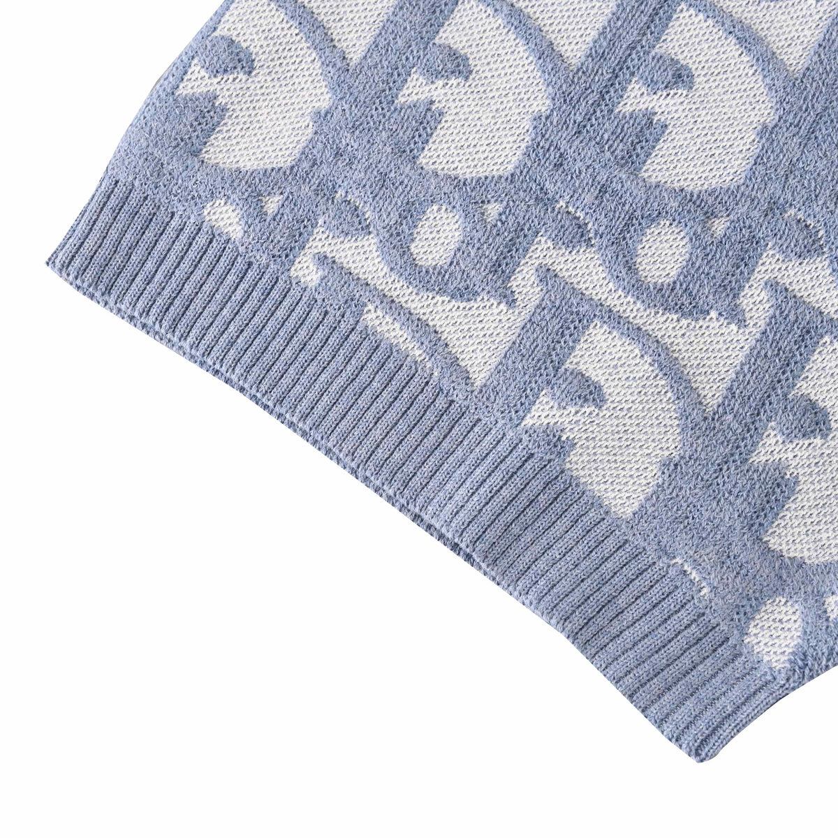 Christian Dior Oblique Blue All-Over Monogram Knit Short-Sleeve T-Shirt for Statement Casual Outfits
