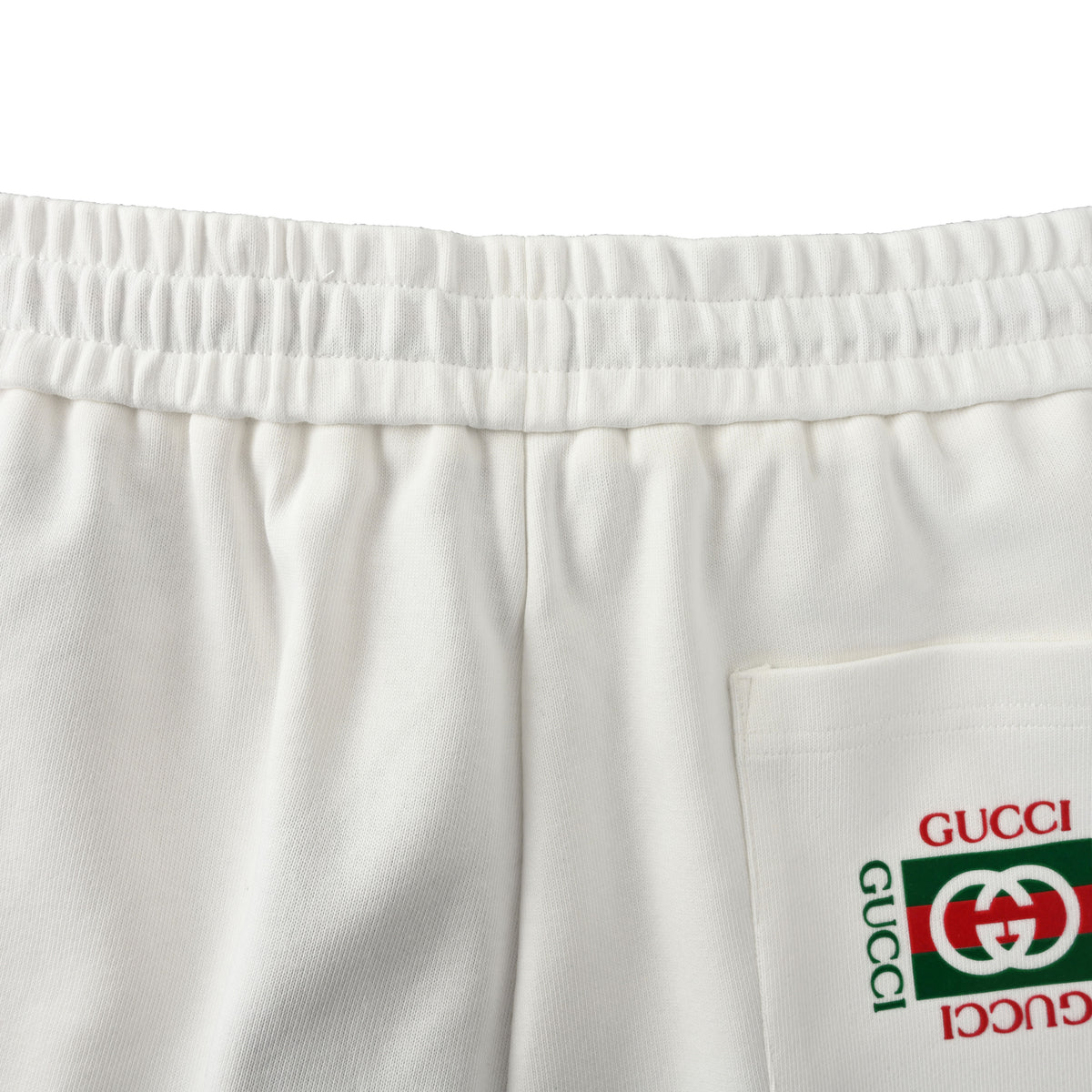 Gucci Ivory Knight Crest Print Cotton Drawstring Shorts