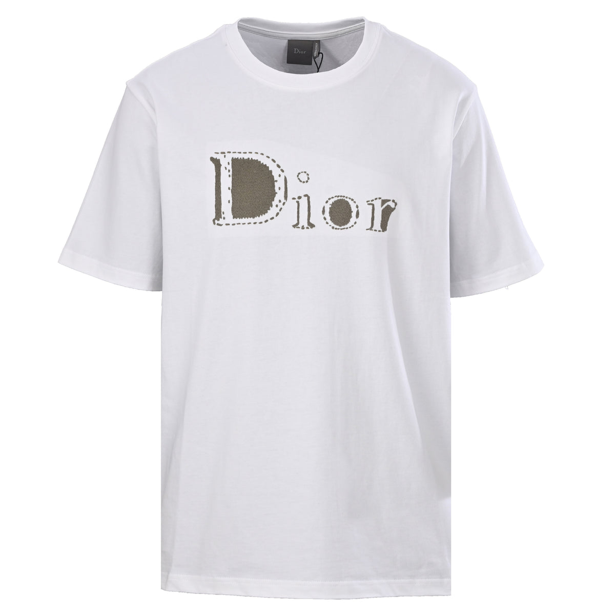 Christian Dior Lettering Logo T-Shirt with Tatami Embroidery, Short Sleeve Casual Statement Tee