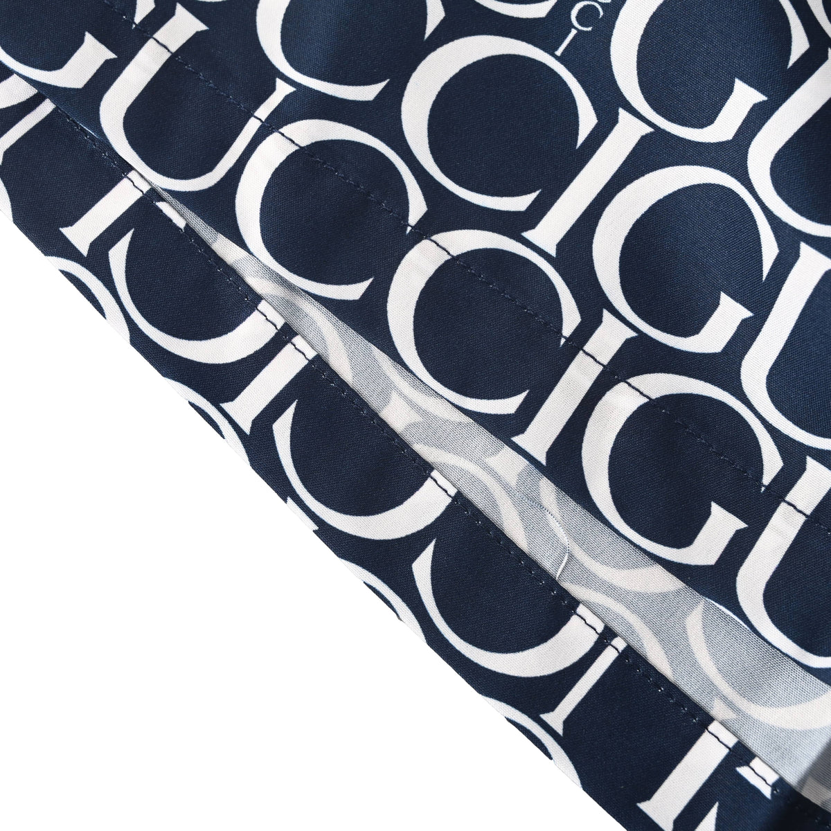 Gucci Navy All-Over Logo Print Drawstring Shorts