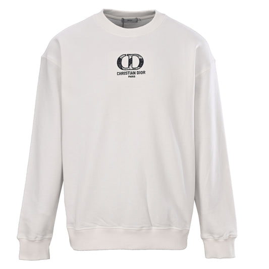 Christian Dior Monogram Applique Crewneck Sweatshirt with CD Embroidery for Casual Streetwear