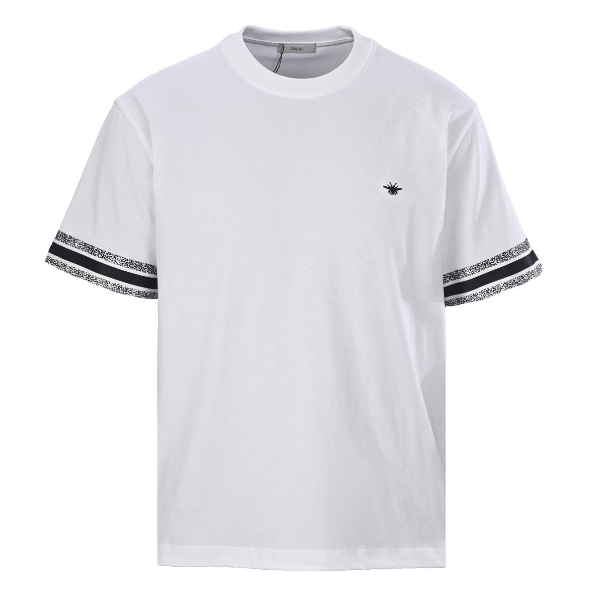 Christian Dior Bee Embroidered Short-Sleeve T-Shirt with Woven Tape Detail for Classic Casual Styling
