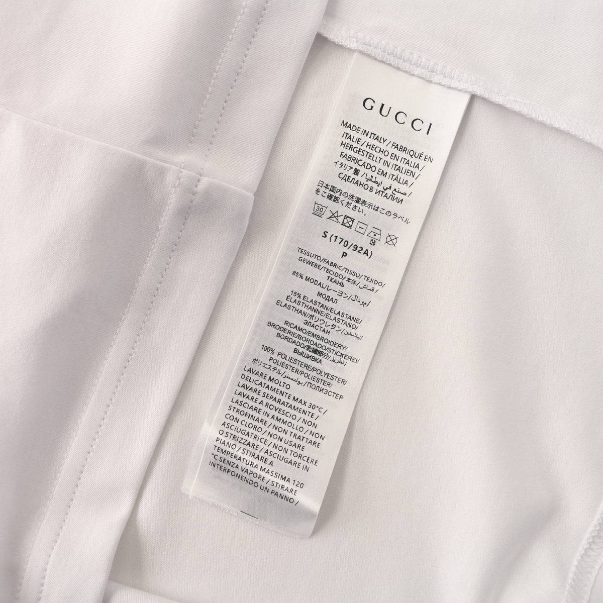 Gucci White Tonal Crest Embroidered Crewneck T-Shirt