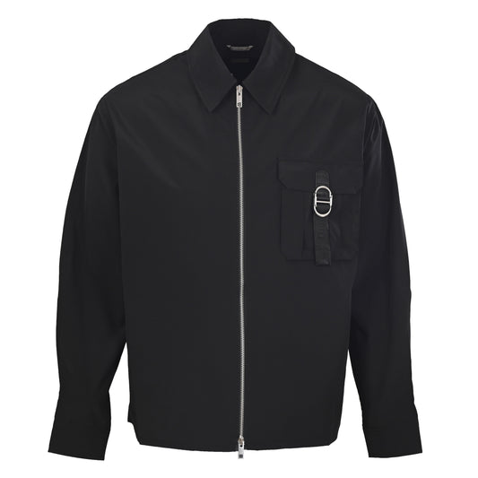 Christian Dior Buckle Pocket Zip-Up Shirt Jacket, Utility-Inspired Overshirt for Layered Outfits