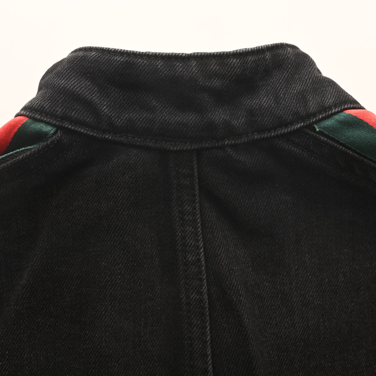 Gucci Unisex Stonewashed Denim Biker Jacket with Web Trim