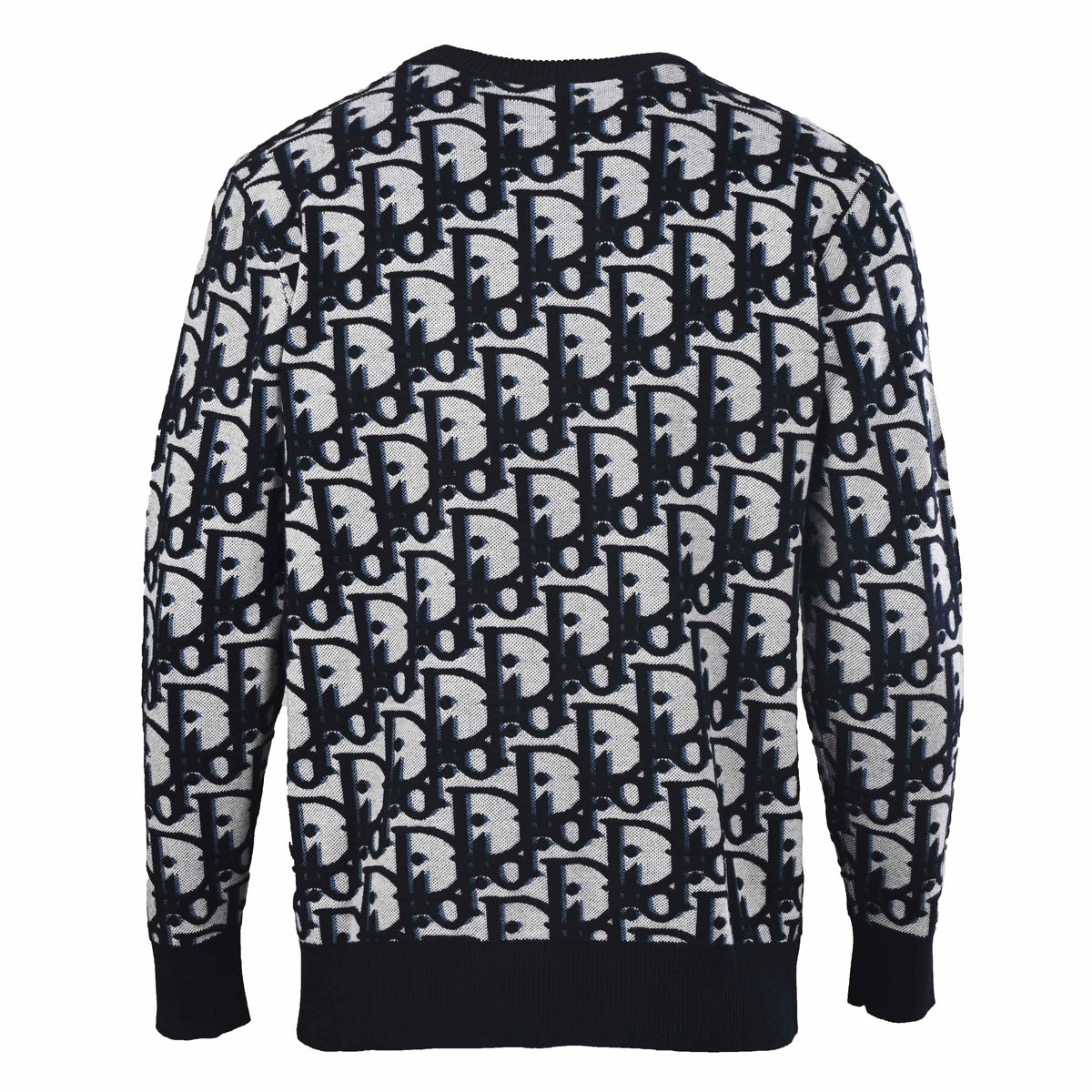 Christian Dior Cotton Wool Blend Jacquard Sweater, All-Over Pattern Knitwear for Smart Casual Outfits