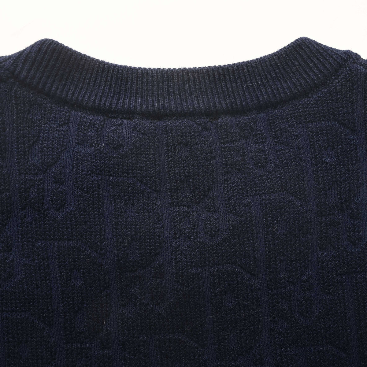 Christian Dior Raised Jacquard Crewneck Sweater with All-Over Pattern and Textured Knit Design