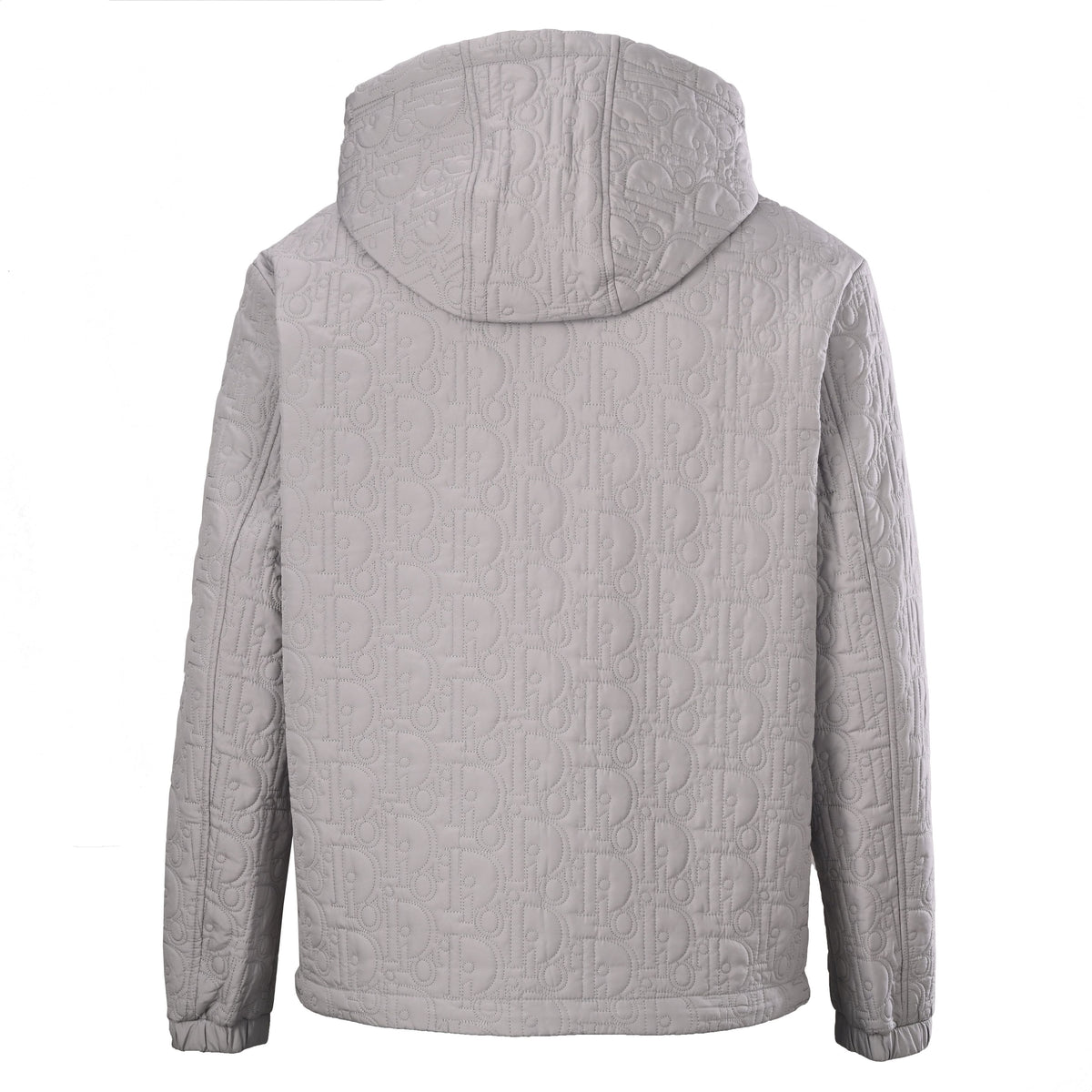 Christian Dior CD Chest Detail Quilted Zip-Up Jacket, Embossed Hooded Outerwear for Casual Streetwear