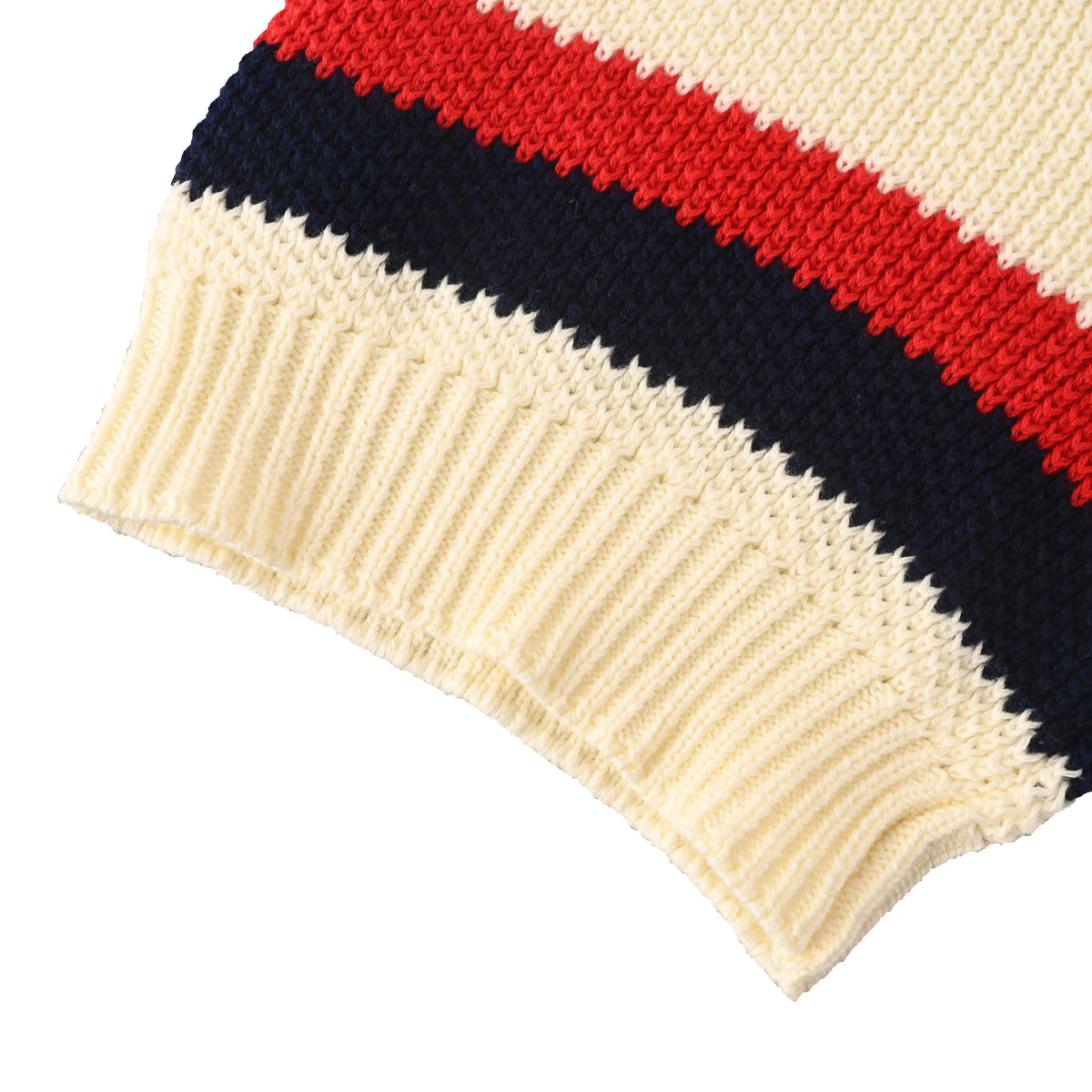Gucci Ivory GG Embroidered Patch Striped Trim Cotton Knit Polo Shirt