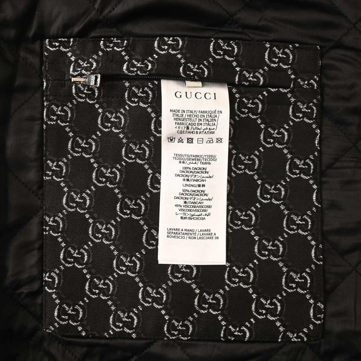 Gucci Monogram Jacquard Varsity Jacket with Embroidered Back Emblem