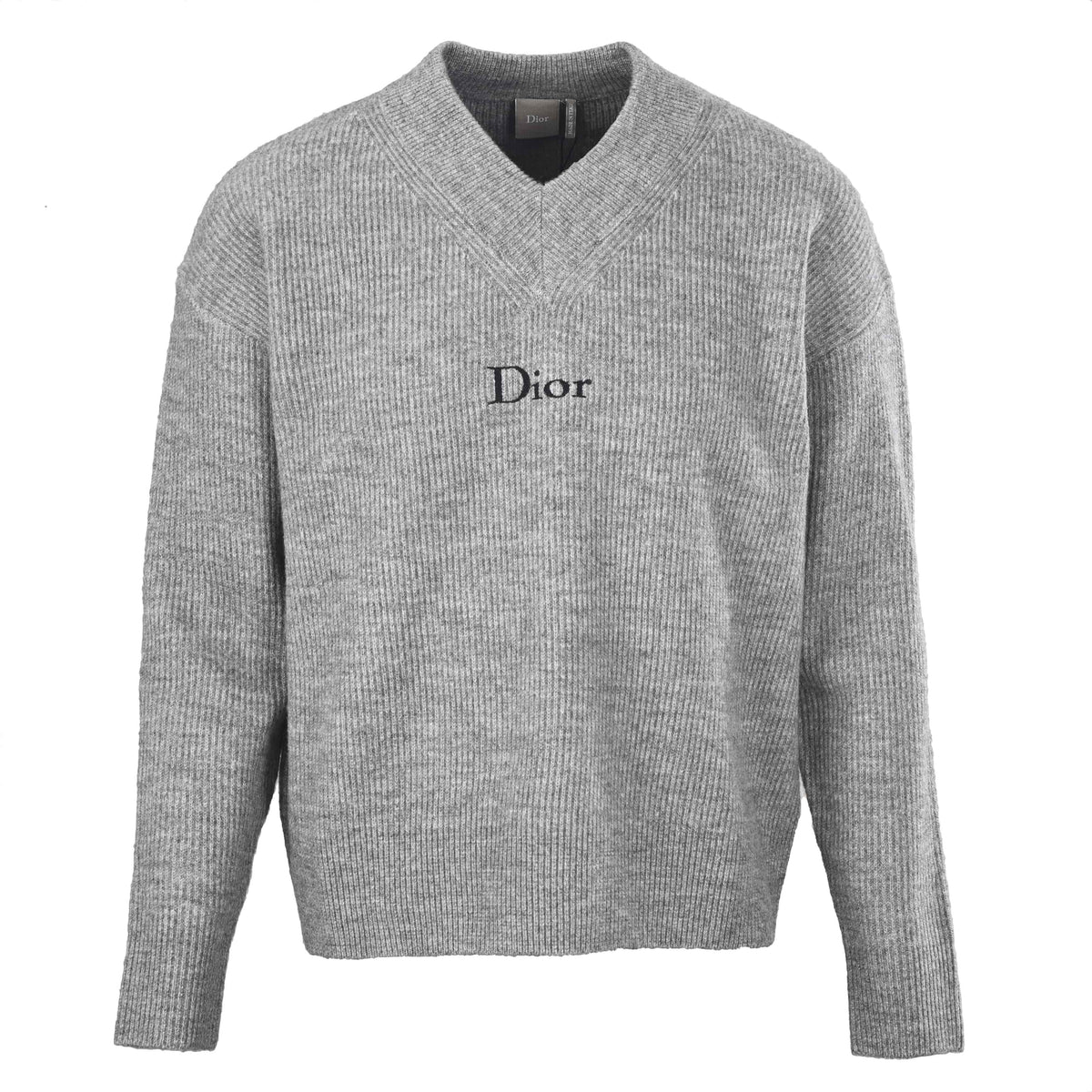 Christian Dior Lettering Embroidered Wool Knit Sweater, Casual Knitwear for Layered Outfits