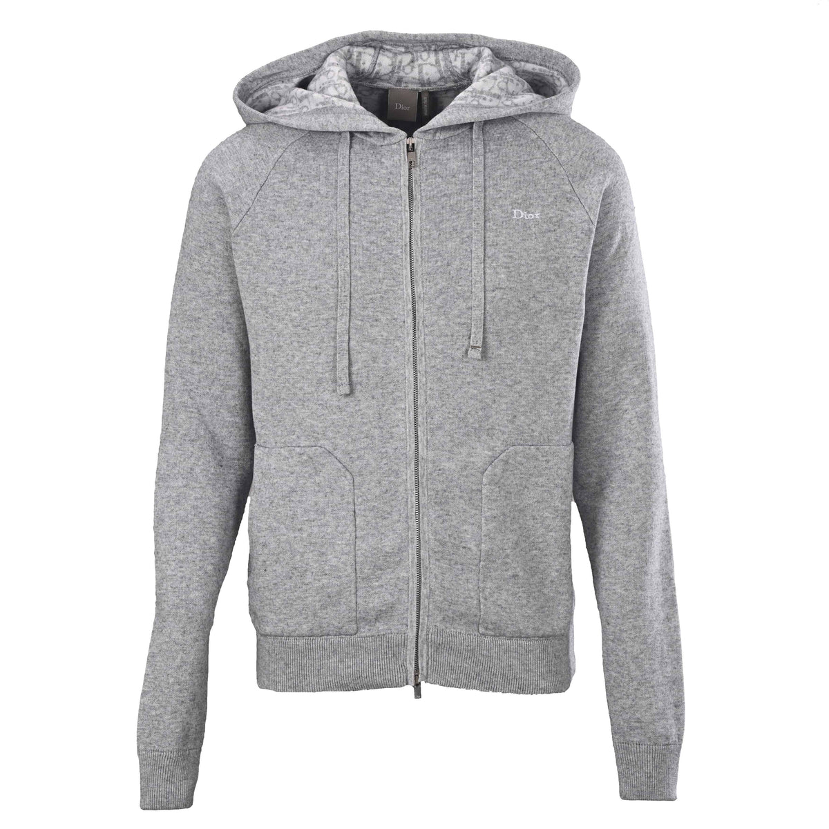 Christian Dior Blended Fabric Hooded Sweatshirt Jacket with Jacquard Interior, Casual Streetwear Hoodie