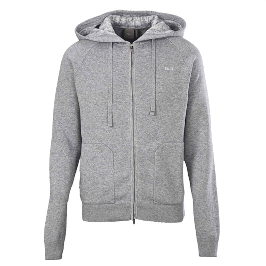 Christian Dior Blended Fabric Hooded Sweatshirt Jacket with Jacquard Interior, Casual Streetwear Hoodie