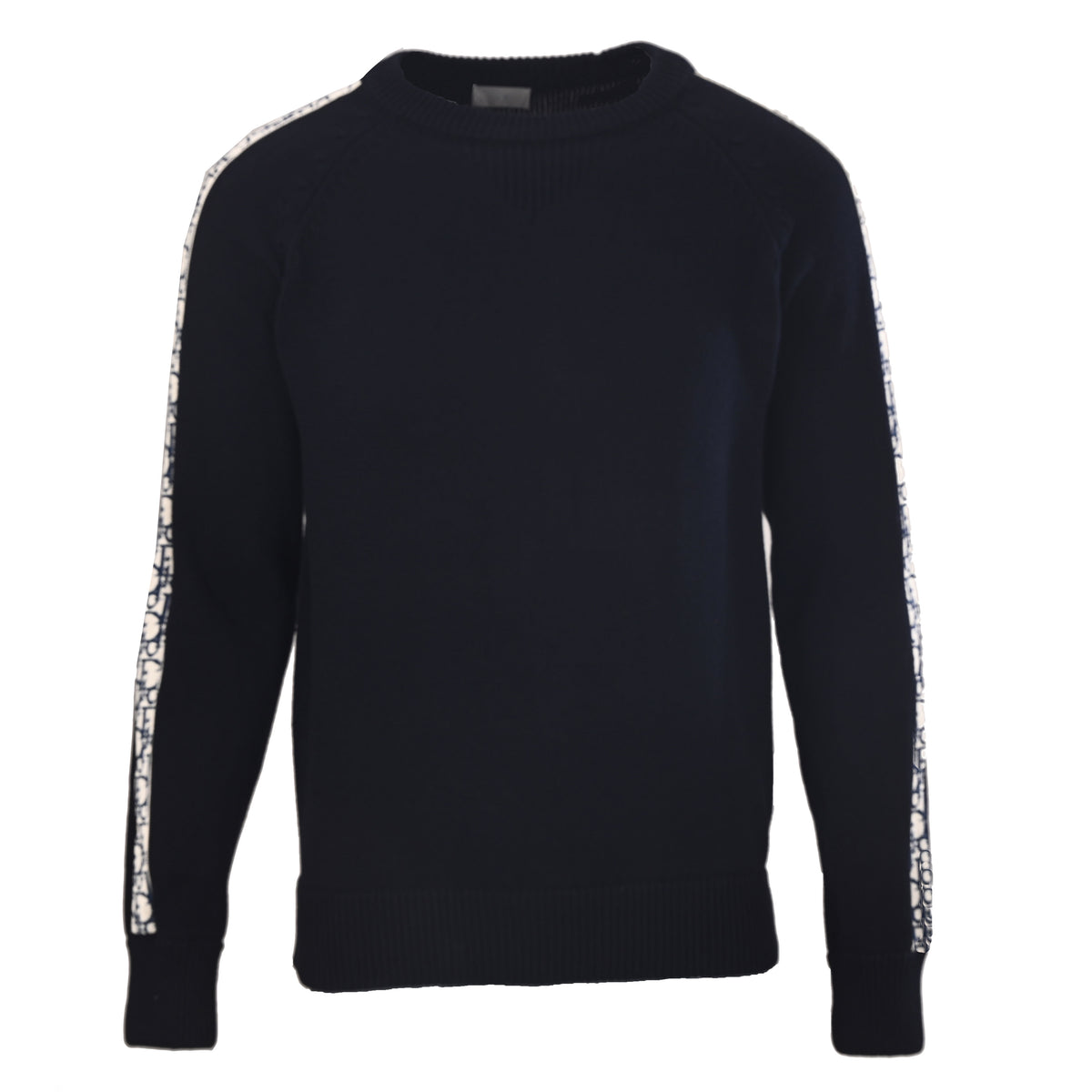 Christian Dior Side Lettering Jacquard Crewneck Sweater, Statement Pullover for Smart Casual Outfits