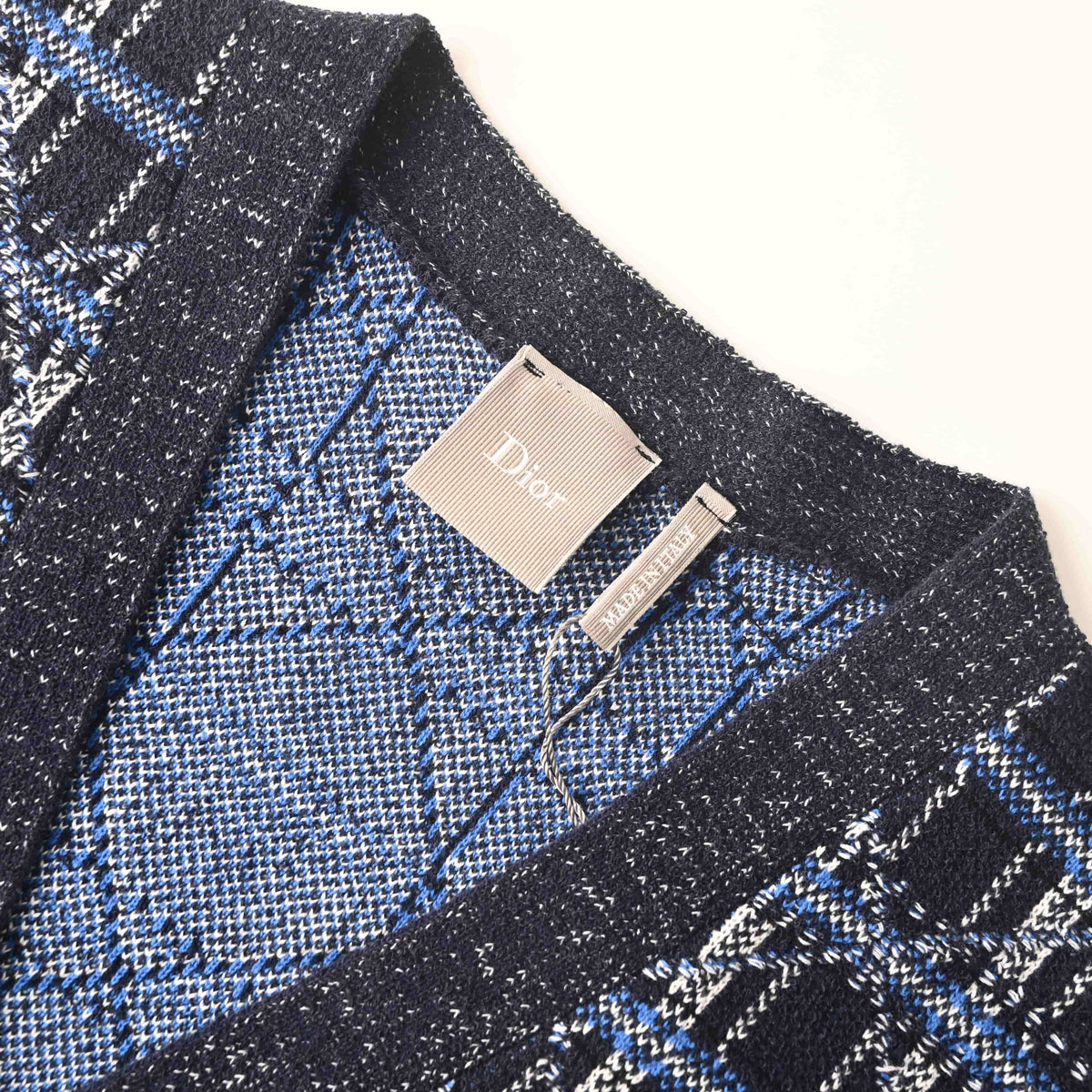 Christian Dior Starry Check Knit Cardigan, Patterned Sweater Jacket for Layered Outfits