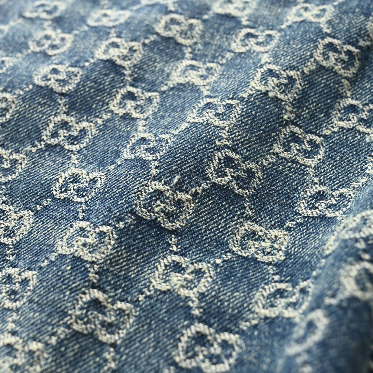 Gucci Unisex GG Jacquard Wide-Leg Jeans in Navy