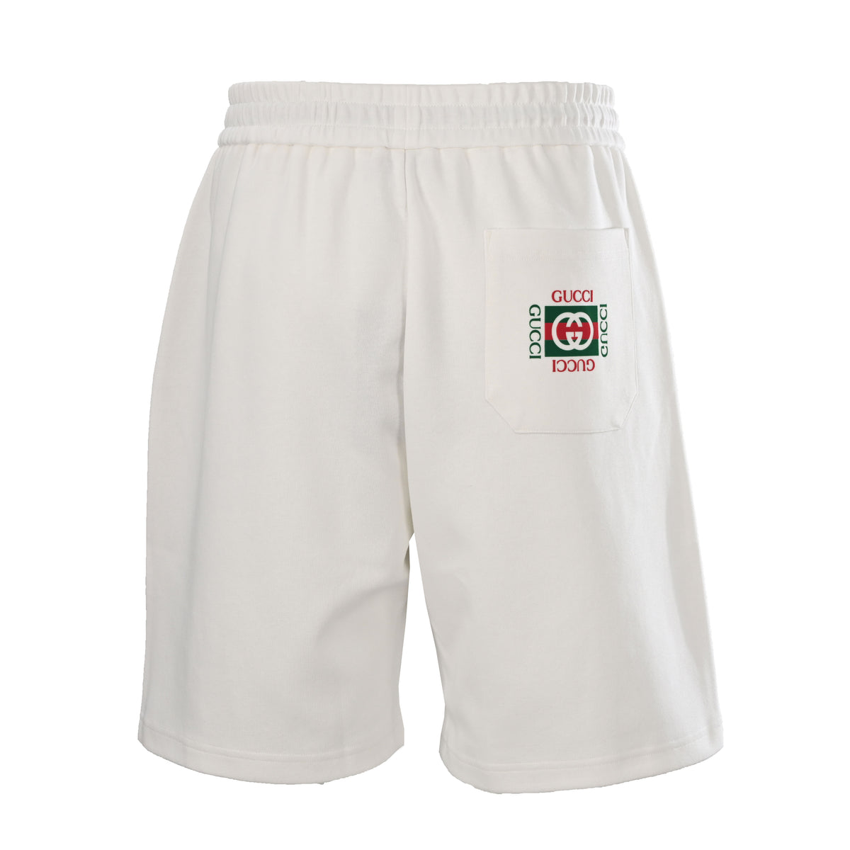 Gucci Ivory Knight Crest Print Cotton Drawstring Shorts
