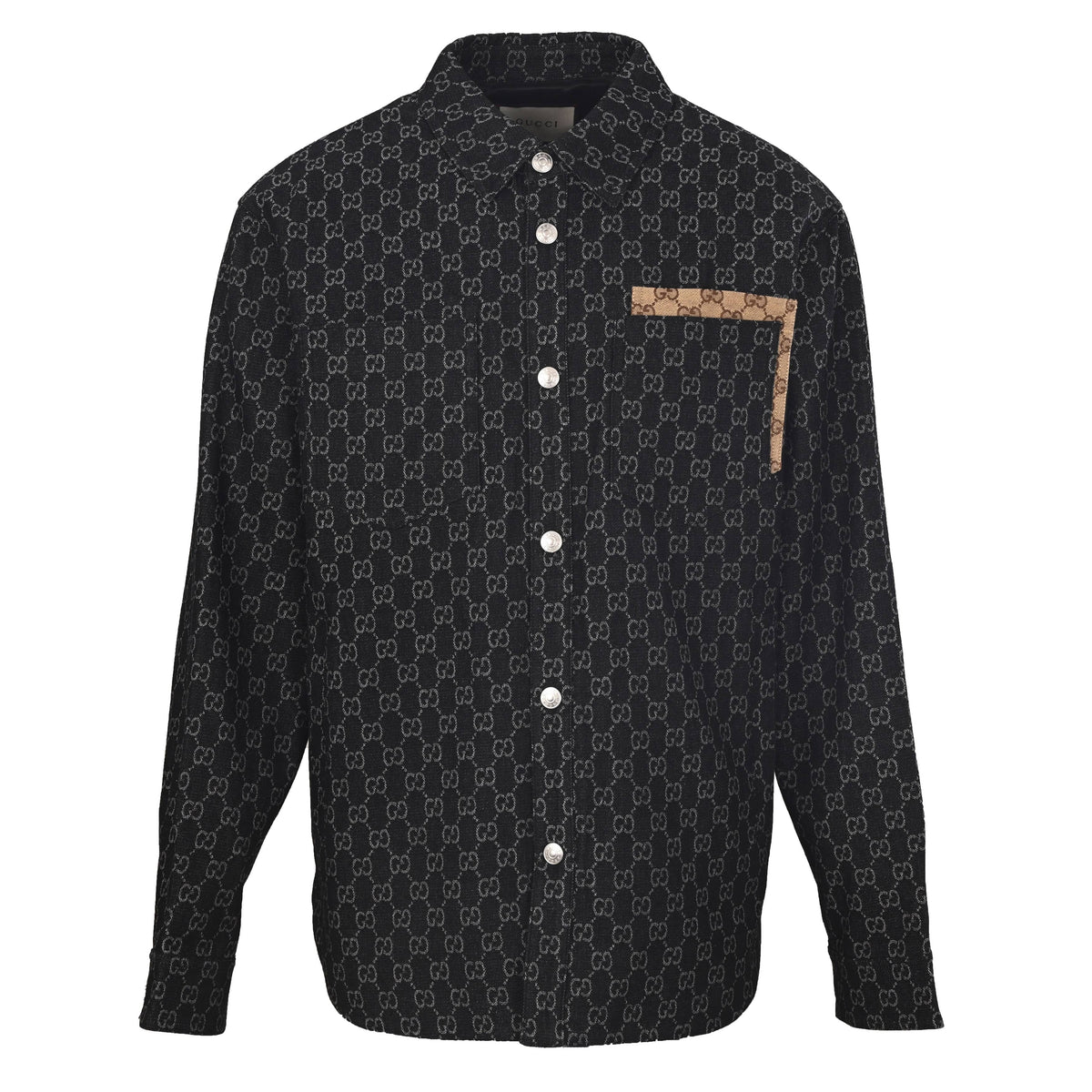 Gucci Jacquard Shirt Jacket with Contrast Pockets