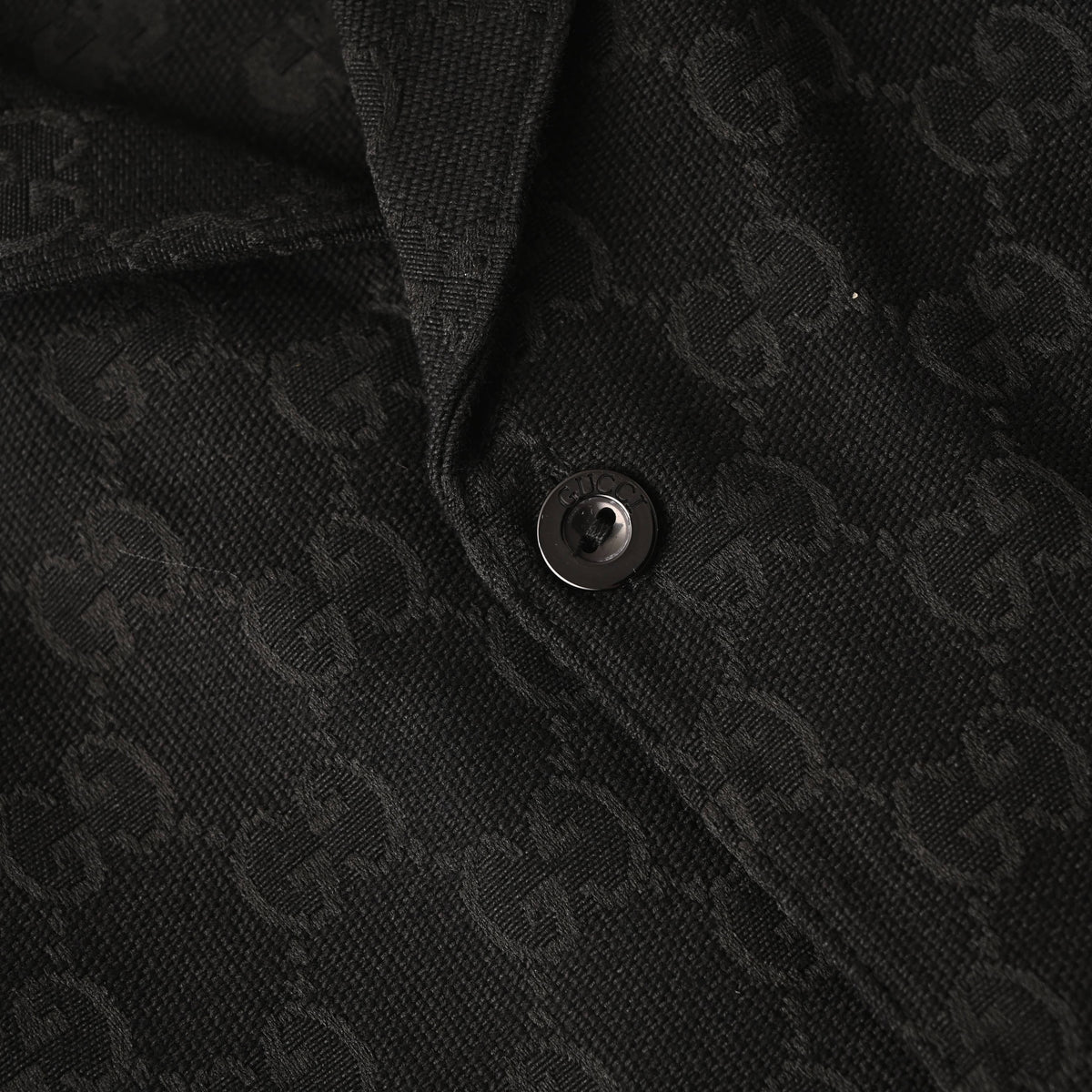 Gucci Black Tonal GG Jacquard Short-Sleeve Camp Collar Shirt