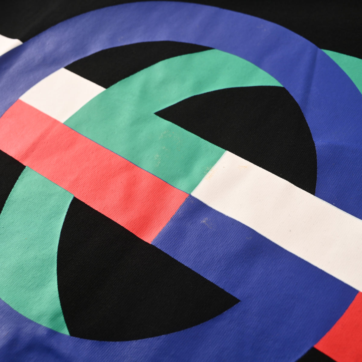 Gucci Black Multicolor Interlocking GG Logo Print Oversized Cotton T-Shirt
