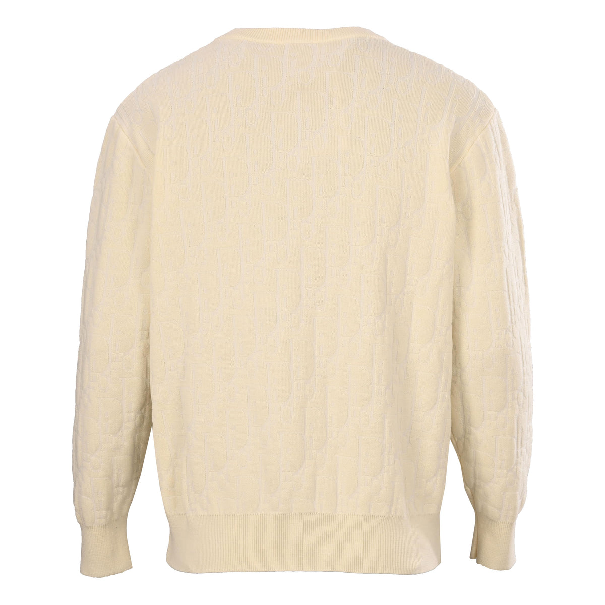Christian Dior Tonal Pattern Crewneck Sweater, All-Over Jacquard Pullover for Understated Casual Style