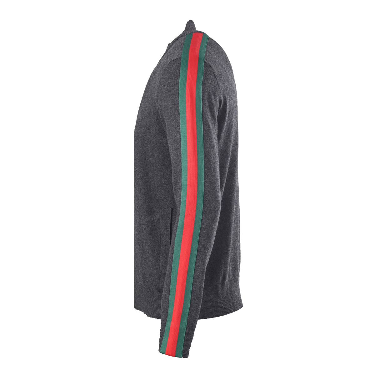Gucci Wool Stand-Collar Jacket with Red and Green Web Trim