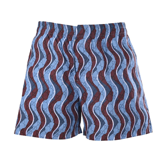 Gucci Blue GG Wave Stripe Elastic-Waist Shorts