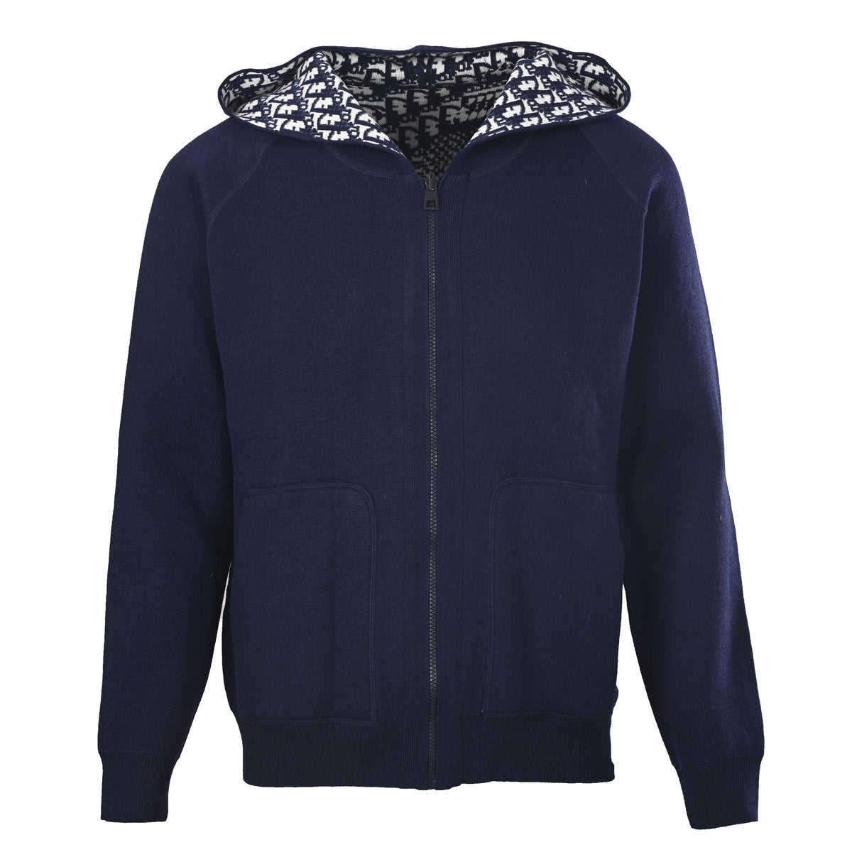 Christian Dior Oblique Reversible Cashmere Knit Jacket, Monogram Jacquard Outerwear with Back Lettering